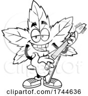 Cannabis Marijuana Pot Leaf Mascot Playing A Guitar