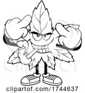Cannabis Marijuana Pot Leaf Mascot Holding Up Middle Fingers And Smoking A Joint