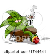 Poster, Art Print Of Cannabis Marijuana Pot Plant Mascot Smoking A Joint