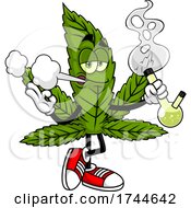 Cannabis Marijuana Pot Leaf Mascot Smoking A Bong