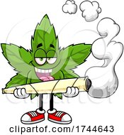 Cannabis Marijuana Pot Leaf Mascot Holding A Giant Doobie
