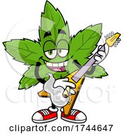 Cannabis Marijuana Pot Leaf Mascot Playing A Guitar by Hit Toon