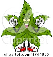 Cannabis Marijuana Pot Leaf Mascot Gesturing OK With Both Hands