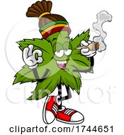 Poster, Art Print Of Rasta Cannabis Marijuana Pot Leaf Mascot Smoking A Joint