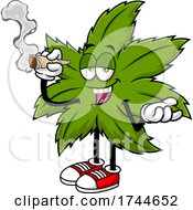 Poster, Art Print Of Cannabis Marijuana Pot Leaf Mascot Smoking A Joint