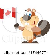 Poster, Art Print Of Happy Beaver Holding A Canadian Flag