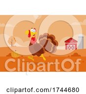 Happy Turkey Bird On A Farm In Autumn