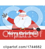 Poster, Art Print Of Santa Waving Over A Merry Christmas And Happy New Year Greeting