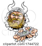 Viking Gamer Video Game Controller Mascot Cartoon