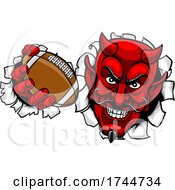 Poster, Art Print Of Devil American Football Sports Mascot Cartoon