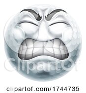 Angry Mad Golf Ball Hate Emoticon Cartoon Face