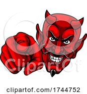 Poster, Art Print Of Devil Satan Pointing Finger At You Mascot Cartoon
