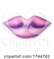 Close Up Pair Of Cartoon Lips With Lipstick by AtStockIllustration