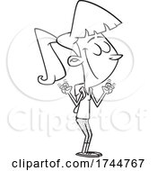 Cartoon Black And White Girl Gesturing Air Quotes