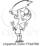 Cartoon Black And White Boy Gesturing Air Quotes