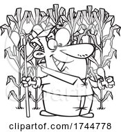 Cartoon Black And White Farmer With A Green Thumb by toonaday