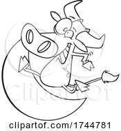 Poster, Art Print Of Cartoon Outline Cow Jumping Over The Moon