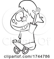 Poster, Art Print Of Cartoon Outline Boy Raising His Hand