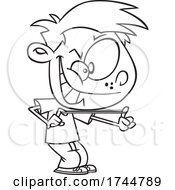 Cartoon Black And White Boy Aiming A Rubber Band