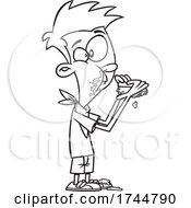 Poster, Art Print Of Cartoon Outline Boy Eating Sloppy Joes