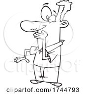 Cartoon Black And White Man Covering His Mouth