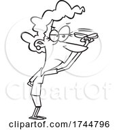 Cartoon Black And White Woman Gesturing That She Is Watching