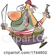 Poster, Art Print Of Cartoon Peg Leged Pirate With A Pistol And Sword