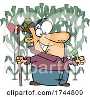 Poster, Art Print Of Cartoon Farmer With A Green Thumb