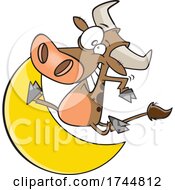Poster, Art Print Of Cartoon Cow Jumping Over The Moon