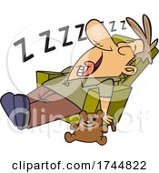 Poster, Art Print Of Cartoon Exhausted Dad Or Uncle Sleeping In A Chair