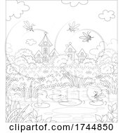 Poster, Art Print Of Black And White Village Pond With Mosquitos