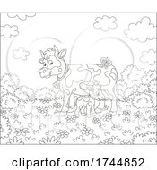 Poster, Art Print Of Black And White Calf And Mamma Cow On A Spring Day