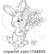 Poster, Art Print Of Black And White Cute Rabbit With A Carrot