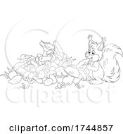 Poster, Art Print Of Black And White Squirrel Gathering Mushrooms