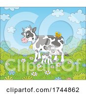 Poster, Art Print Of Calf And Mamma Cow On A Spring Day