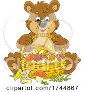 Poster, Art Print Of Bear With A Basket Of Mushrooms