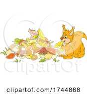Poster, Art Print Of Squirrel Gathering Mushrooms