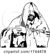 Poster, Art Print Of Black And White Monk In A Hood