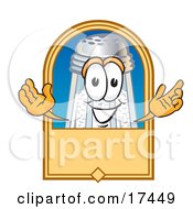 Salt Shaker Mascot Cartoon Character On A Blank Tan Label Logo Or Sign