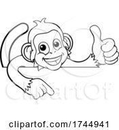 Monkey Cartoon Animal Pointing Thumbs Up Sign