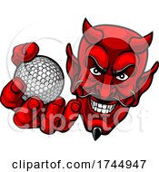 Poster, Art Print Of Devil Satan Golf Ball Sports Mascot Cartoon