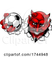 Poster, Art Print Of Devil Soccer Football Ball Sports Mascot Cartoon
