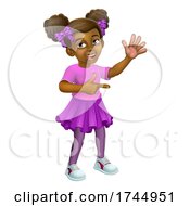 Poster, Art Print Of Black Girl Cartoon Child Kid Pointing Waving