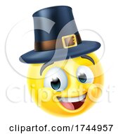 Poster, Art Print Of Thanksgiving Pilgrim Emoticon Emoji Cartoon Icon