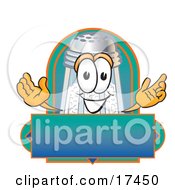 Salt Shaker Mascot Cartoon Character Over A Blank Label