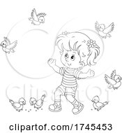 Poster, Art Print Of Girl Playing With Birds