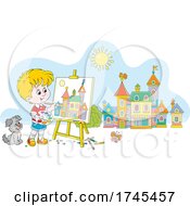 Poster, Art Print Of Boy Painting A Village