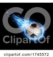 Poster, Art Print Of Soccer Ball With Blue Flames On Black