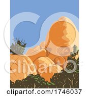 Poster, Art Print Of Skull Shaped Desert Granite Rock Formation Created By Erosion Known As Skull Rock Located In Joshua Tree National Park In California Wpa Poster Art