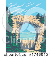 Poster, Art Print Of Arch Rock Located In Mackinac Island Within Mackinac National Park In Michigan That Existed From 1875 To 1895 Wpa Poster Art